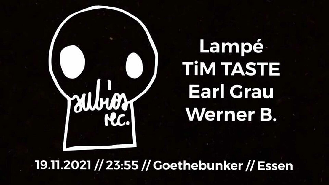 Veranstaltungsposter "Goethebunker: Party mit Lampé, Tim Taste, Earl Grau und Werner B."